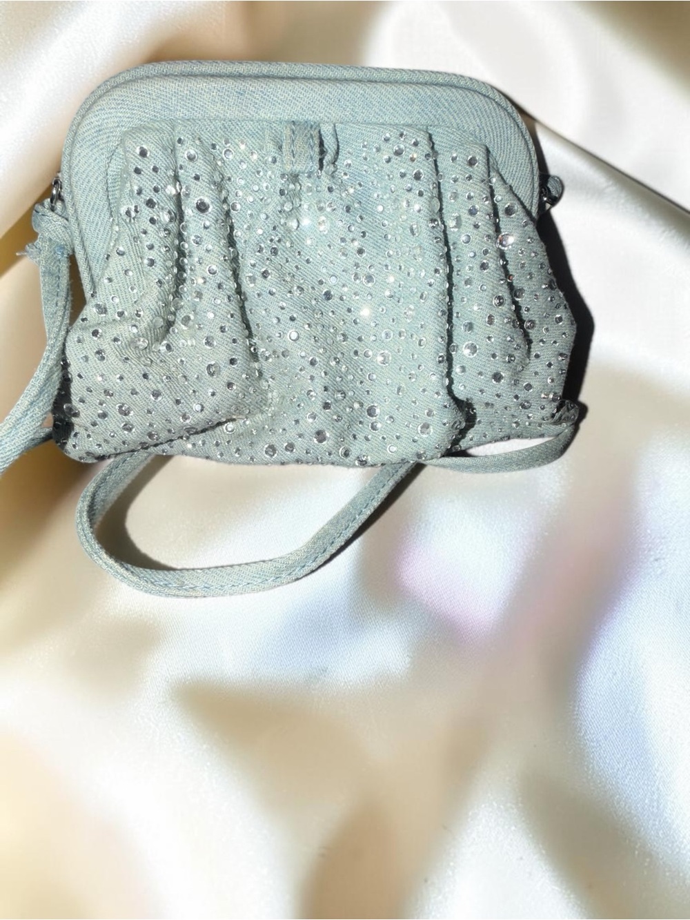 Zara Gray Rhinestone Sparkle Mini Shoulder Bag Evening Purse - Picture 2 of 7